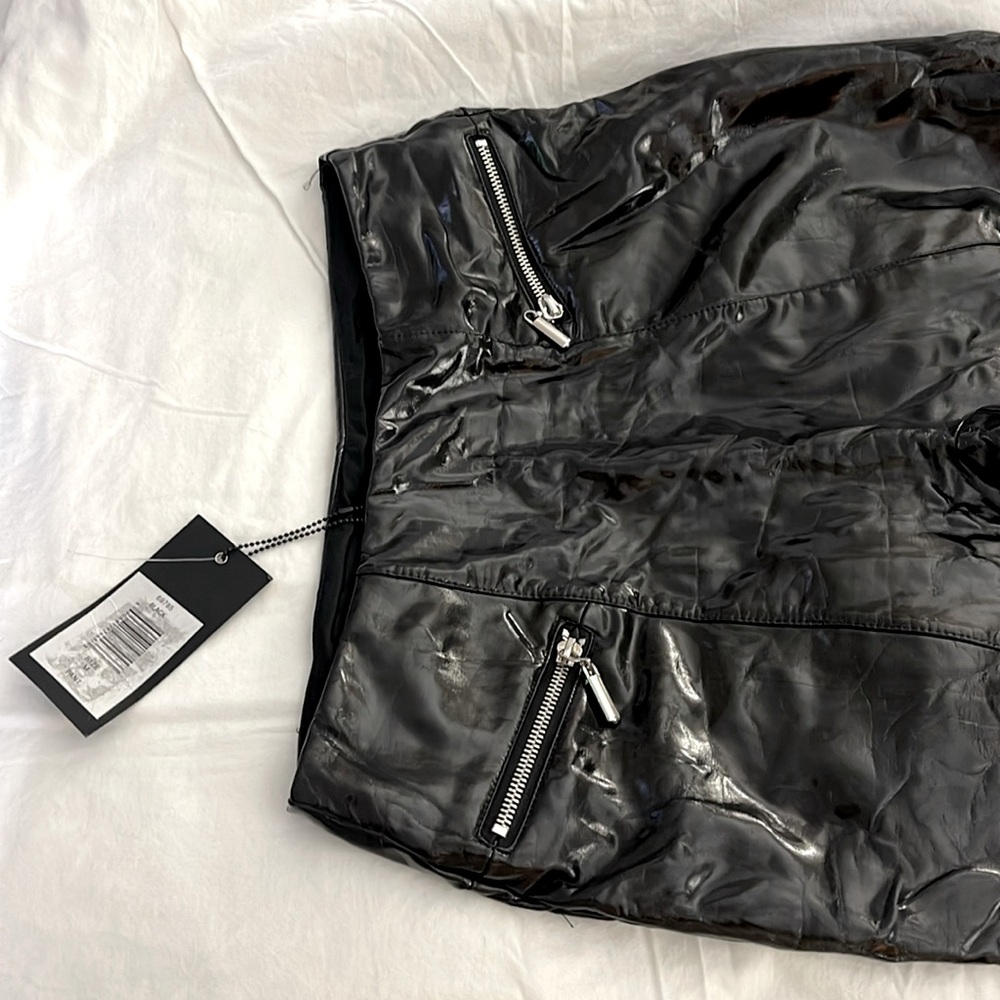 NWT Bagatelle NY High Waist Black Vegan Patent Leather Zipper Skinny Ank…